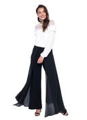 Frank Lyman Wide-Leg Pants with Chiffon Overlay Style 198256