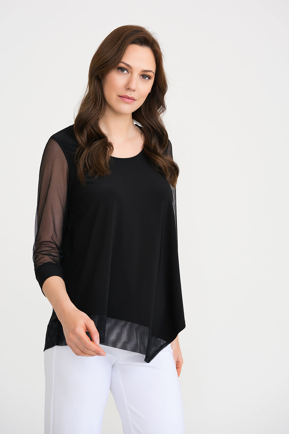 Joseph Ribkoff T Black Shoulder Studded Top 214233
