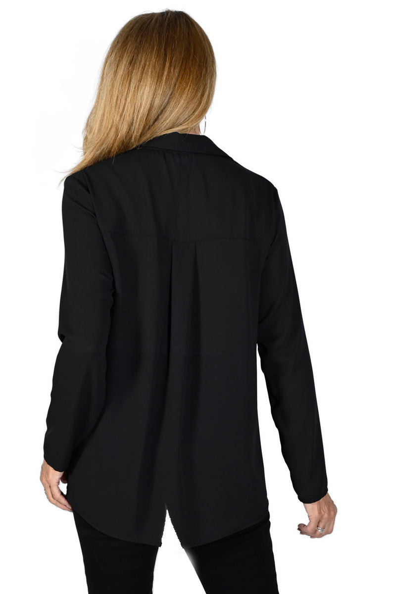 GARDEN GLAM BLACK WOVEN TOP