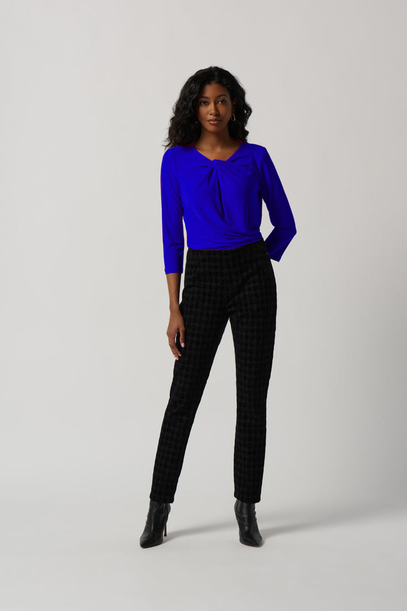 Joseph Ribkoff Royal Sapphire Twist Silky Knit Fitted Top Style 234044