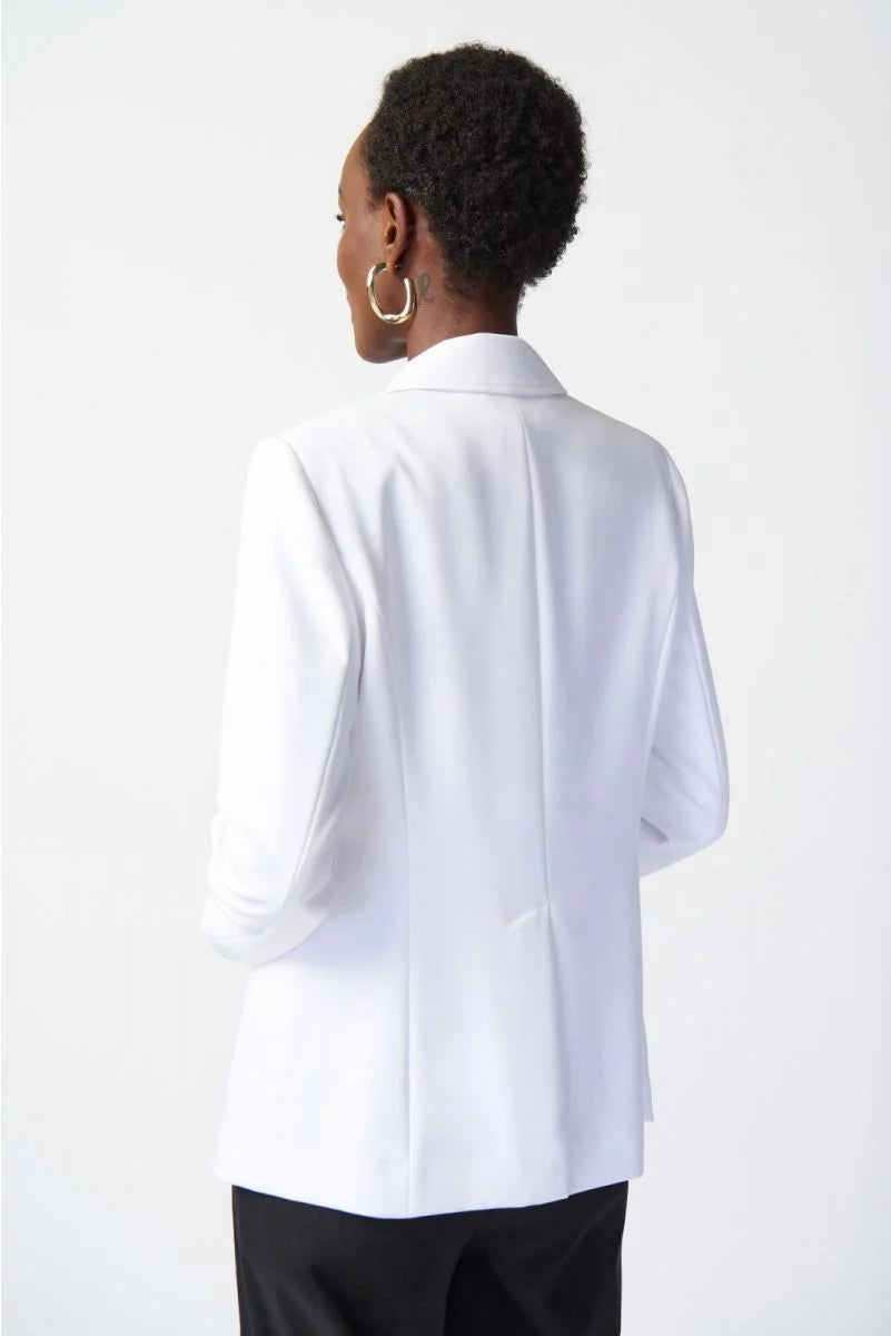 Joseph Ribkoff Vanilla Woven Blazer With Zippered Pockets Style 234929
