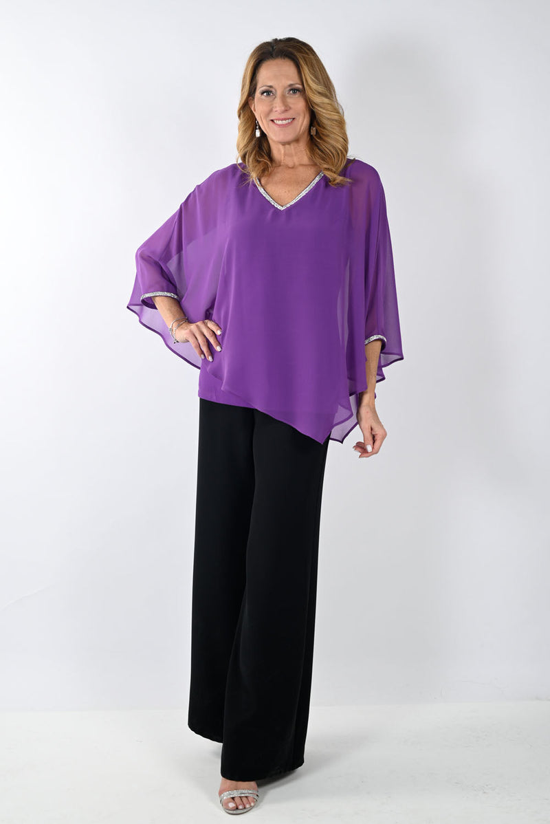 Frank Lyman Double Layer Chiffon Blouse Salmon 61175