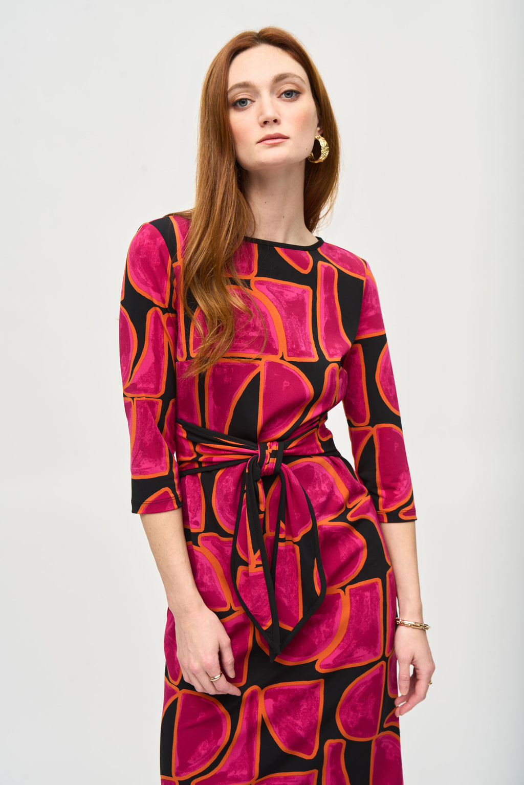 Joseph Ribkoff Black/Multi Abstract Print Sheath Dress Style 243297