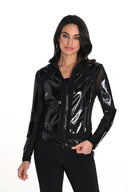 Frank Lyman Black Fitted Leather Jacket Style 243481U
