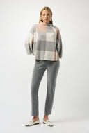 Joseph Ribkoff Plaid Jacquard Sweater Knit Top Style 243948F25