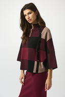 Joseph Ribkoff Plaid Jacquard Sweater Knit Top Style 243948