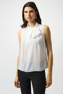 Joseph Ribkoff Sleeveless Top With Bow Collar Style 251115