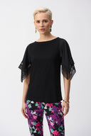 Joseph Ribkoff Straight Top With Lace Style 251117