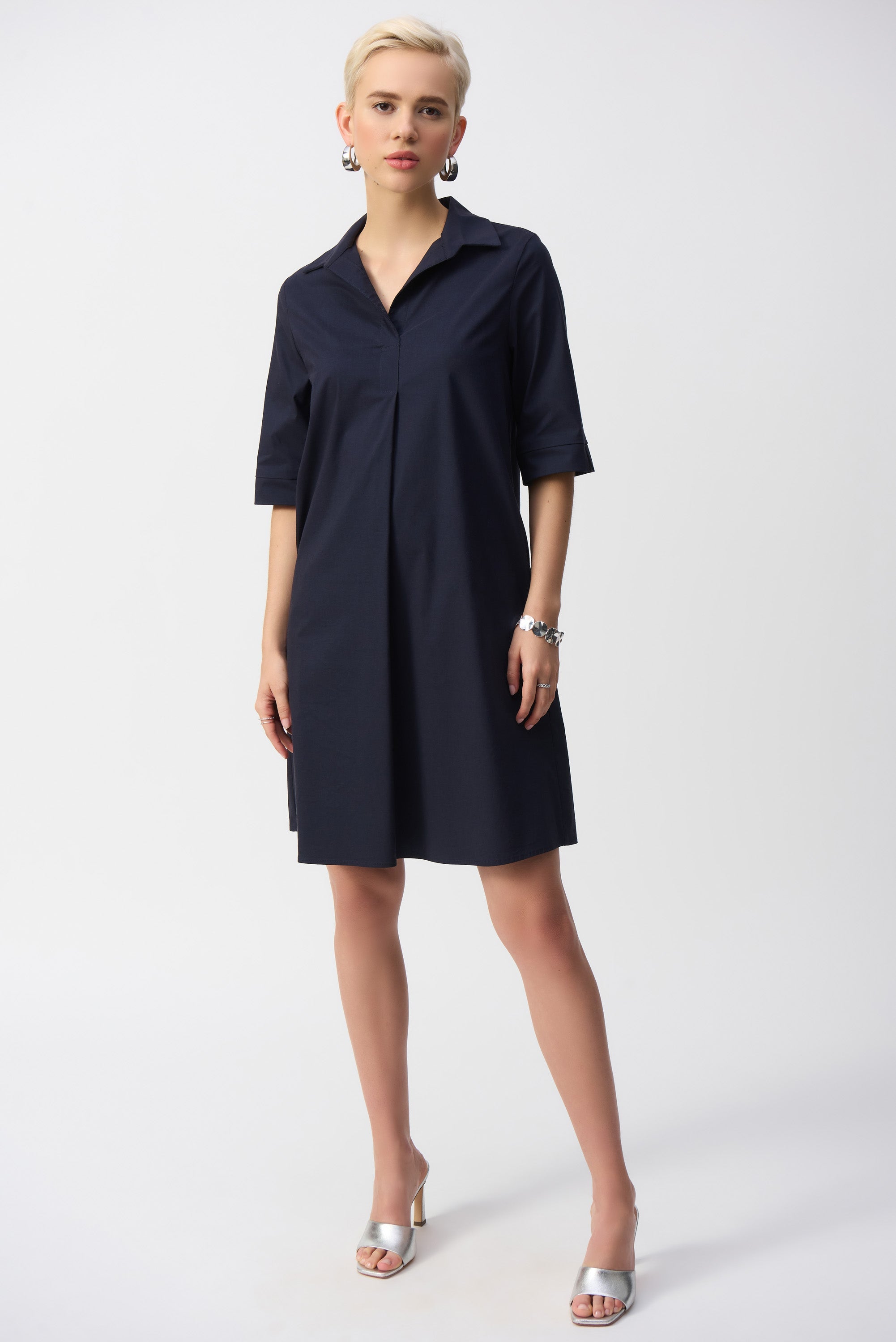 Silky Knit Stripe Print Trapeze dress Joseph Ribkoff main image 1