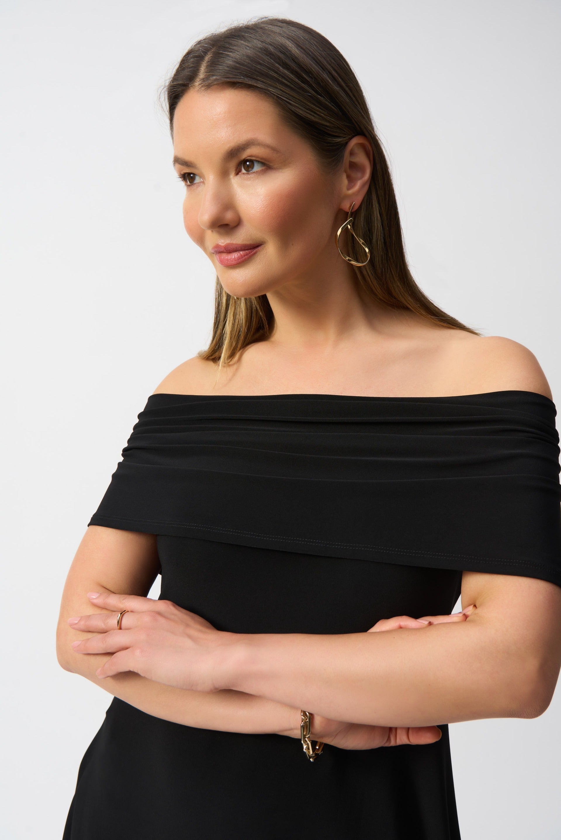Joseph Ribkoff Women's Black Chiffon And Silky Knit Poncho Top 251095 Col 11 main image 1