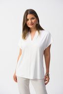 Joseph Ribkoff Short Sleeve V-Neck Straight Top Style 251286
