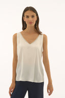 Joseph Ribkoff Satin Sleeveless Top with Rhinestone Trim Style 251741