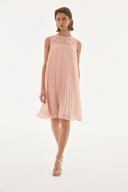 Joseph Ribkoff Chiffon & Lace Sleeveless Pleated Dress Style 251767