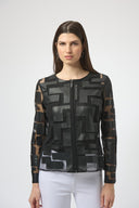 Joseph Ribkoff Mesh & Leatherette Fitted Jacket Style 251932