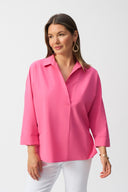 Joseph Ribkoff Poplin Boxy Shirt With Overlapping V-Neck Style 251948