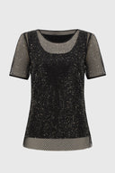 Joseph Ribkoff Two-Piece Rhinestone Mesh Top And Camisole Style 251951