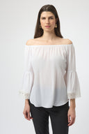 Joseph Ribkoff Georgette Off-Shoulder Flared Top Style 252086