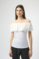 Joseph Ribkoff Eyelet Lace Off-Shoulder Top Style 252134