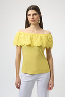 Joseph Ribkoff Eyelet Lace Off-Shoulder Top Style 252134