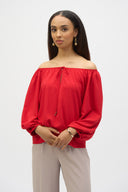 Joseph Ribkoff Off-Shoulder Eggshell Flared Top Style 252159
