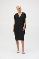 Joseph Ribkoff Black Gauze Short Sleeve Cocoon Dress Style 252160.