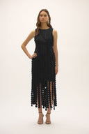 Joseph Ribkoff Scuba Knit Sheath Dress with Circle Fringes Style 252712