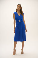 Joseph Ribkoff Royal Sapphire A-Line Dress with Rhinestone Ornament Style 252717
