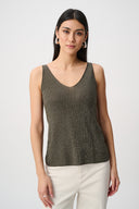 Joseph Ribkoff Avocado Metallic Knitted Camisole with Rhinestones Style 252915