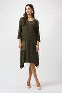 Joseph Ribkoff Avocado Textured Knit A-Line Dress Style 253023.