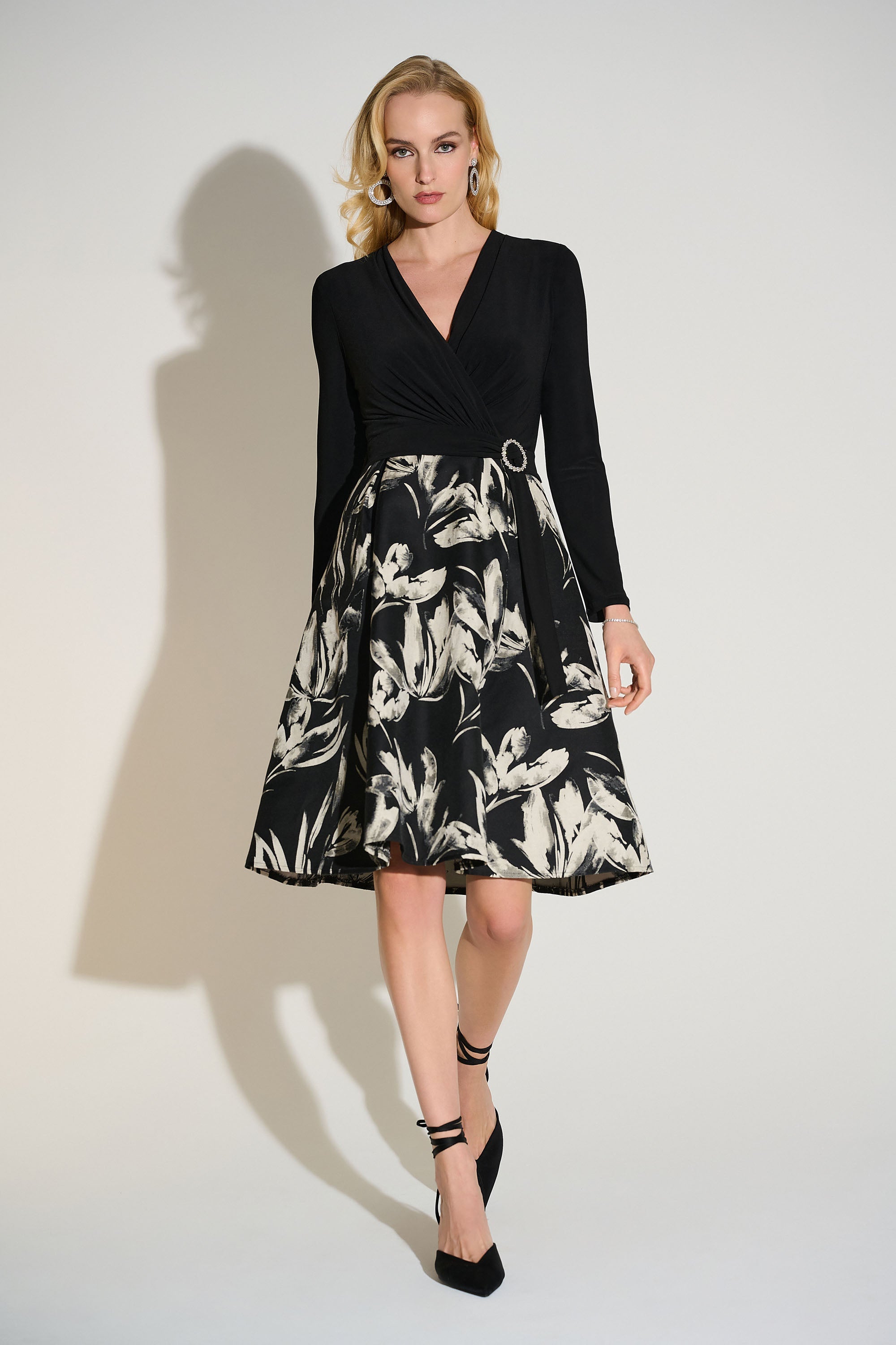 HOBOHIFU ホボヒフ S Joseph Ribkoff Floral Fit and Flare Dress Style 253720 – Luxetire