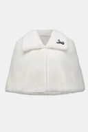 Joseph Ribkoff Faux Fur Cape with Crystal Brooch Style 253749