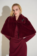 Joseph Ribkoff Faux Fur Cape with Crystal Brooch Style 253749