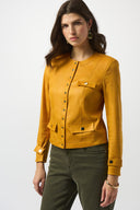Joseph Ribkoff Medallion Foiled Faux Suede Fitted Jacket Style 253935