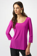 Joseph Ribkoff Silky Knit Scoop Neck Fit & Flare Top Style 253945.