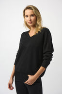 Joseph Ribkoff Wool Blend V-Neck Boxy Sweater Style 253967