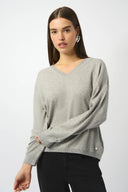 Joseph Ribkoff Wool Blend V-Neck Boxy Sweater Style 253967