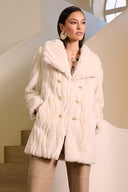 Joseph Ribkoff Textured Faux Fur Shawl Collar Coat Style 254908
