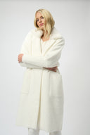 Joseph Ribkoff Feather Yarn and Faux Fur Sweater Coat Style 254954