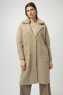 Joseph Ribkoff Feather Yarn and Faux Fur Sweater Coat Style 254954