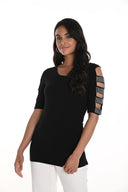 Frank Lyman Black Scoop Neck Short Sleeve Top Style 256710U