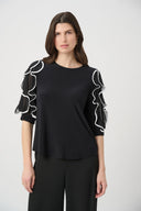Joseph Ribkoff Top with Chiffon Ruffled Sleeves Style 261009