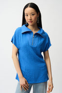 Joseph Ribkoff Seersucker Boxy Top With Memory Collar Style 261017