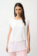 Joseph Ribkoff Satin & Chiffon Asymmetrical Tunic Style 261028