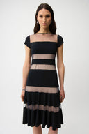 Joseph Ribkoff Fit and Flare Dress With Mesh Inserts Style 261050