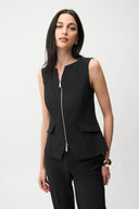 Joseph Ribkoff Fitted Sleeveless Vest With Front Zipper Style 261054