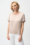 Joseph Ribkoff Satin Top With Rhinestones Detail Style 261116.