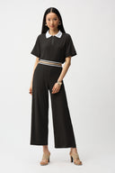 Joseph Ribkoff Wide Leg Pull-On Pants With Stripe Waistband Style 261165