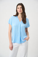 Joseph Ribkoff Satin Boxy Top With Shirt Collar Style 261191