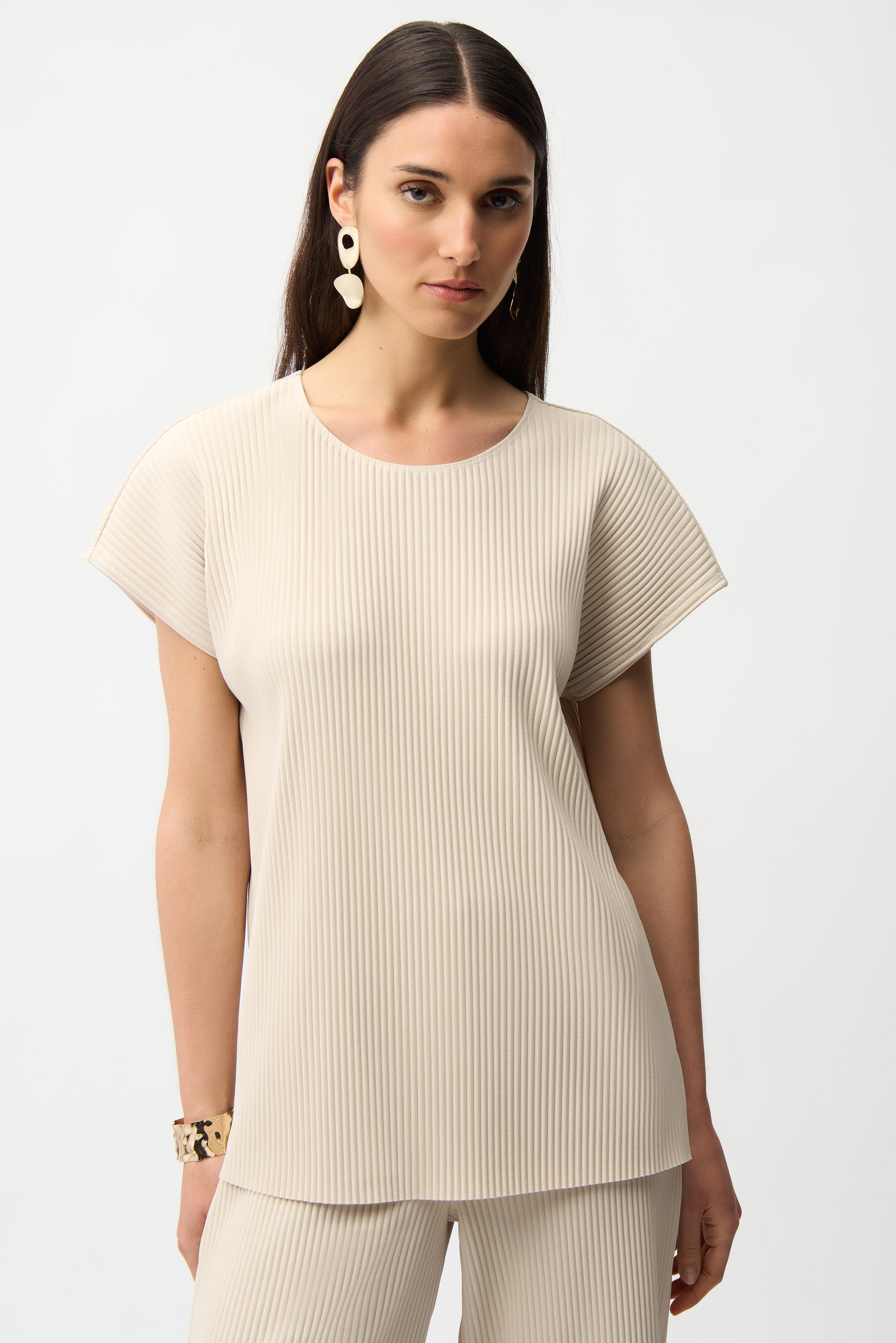 Joseph Ribkoff Pleated Scuba Crepe Boxy Top Style 261192 – Luxetire