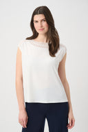 Joseph Ribkoff Straight Top With Guipure At Neckline Style 261200